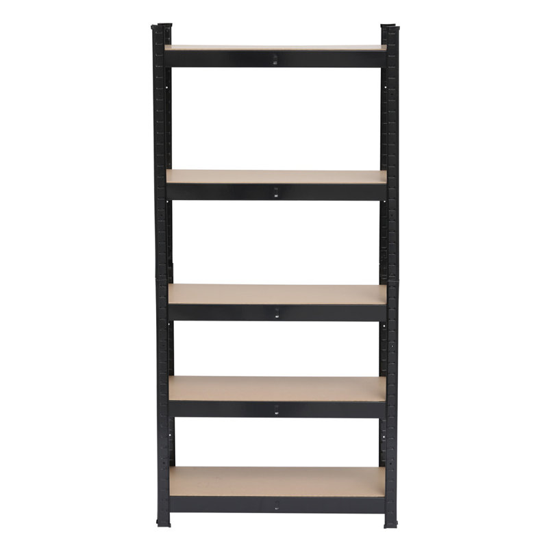 Keokuk Metal Height -Adjustable Shelving Unit, 180cm H x 90cm W x 40cm D, Black