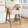 Bilon 25.5'' Linen Upholstered Wood Counter Stool with Arms
