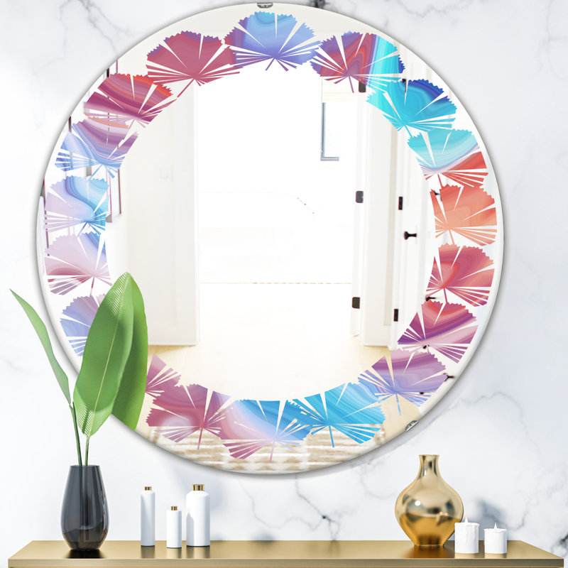 Miroir mural Moss Agate, H 23,6 po x l 23,6 po, Abstract Marbled Background Leaves
