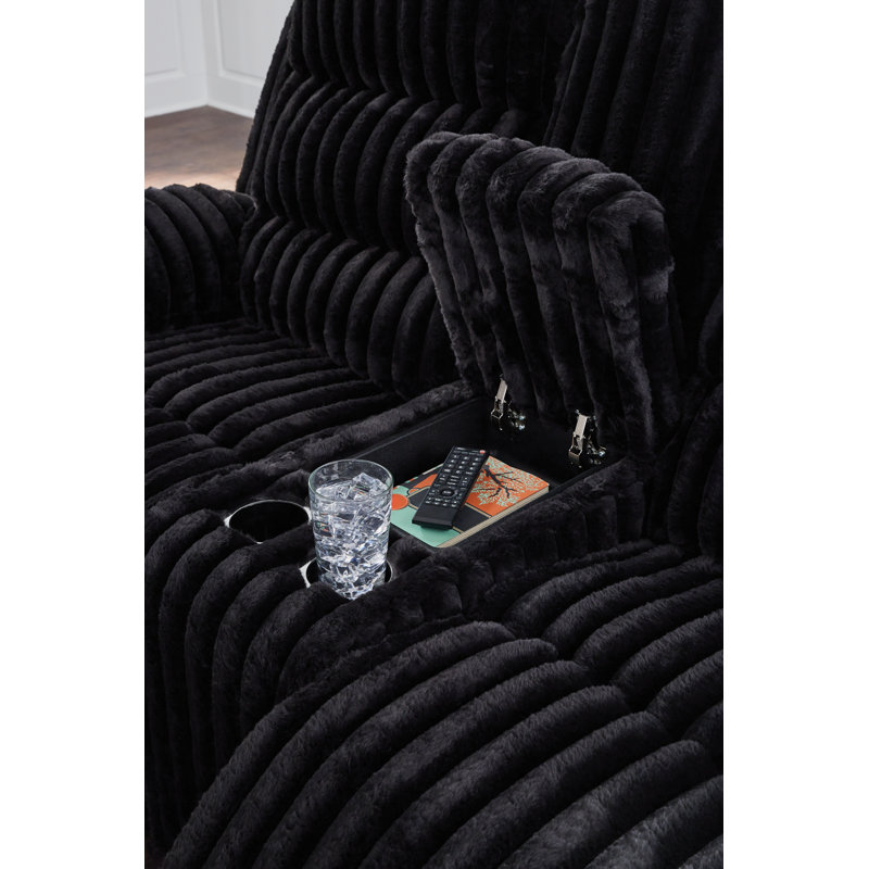 Technique Reclining Loveseat With Console, Black