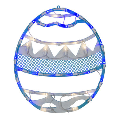 Décoration de fenêtre 17 po avec œuf de Pâques bleu lumineux