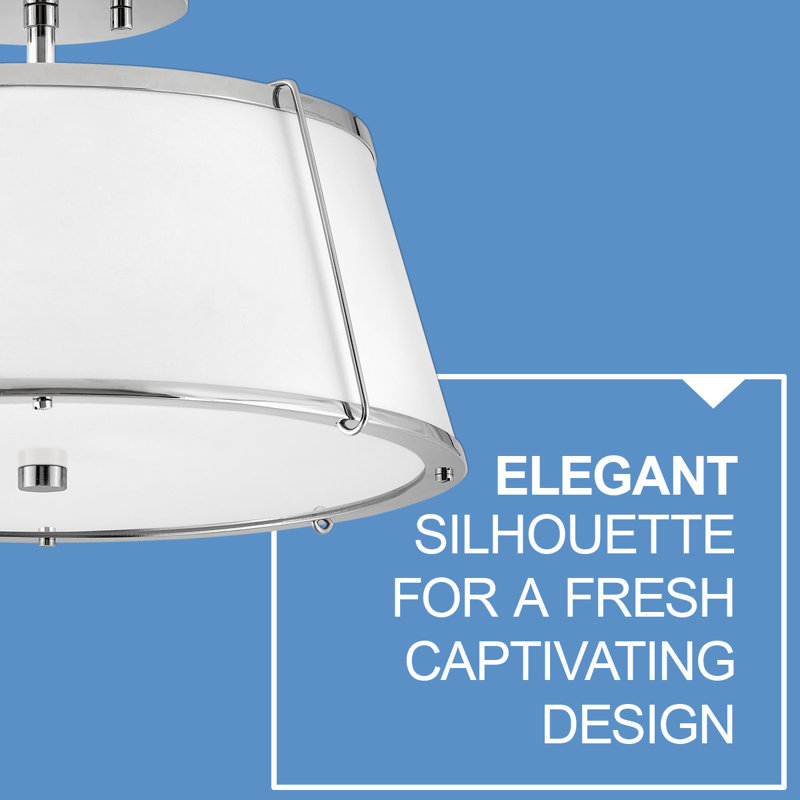 Clarke Medium Semi-Flush Mount, Polished Nickel, White