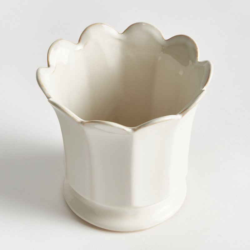 Pot à fleur en céramique, H 5,51 po x l 6,1 po x P 6,1 po, Blanc