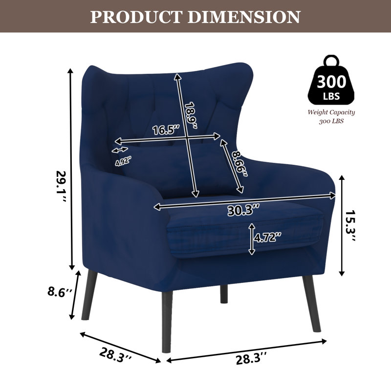 Causeuse 2 pièces en velours doux moderne avec fauteuil d'appoint, Marine