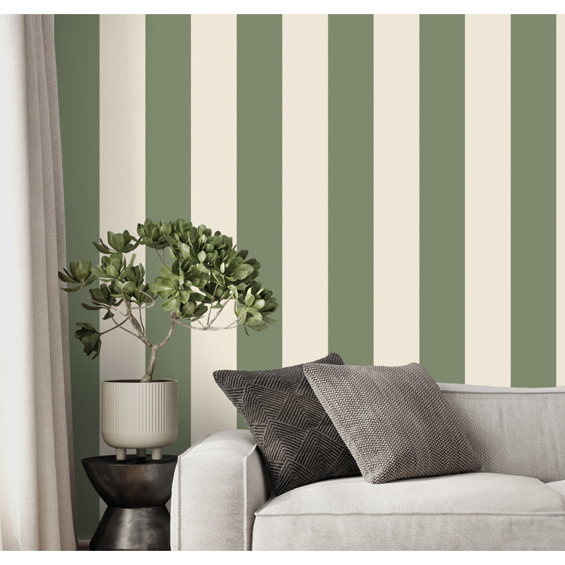Distinctive Stripe Wallpaper, Sage
