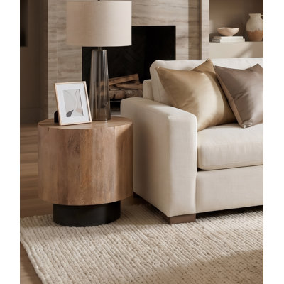 Solid Mango Wood Round End Table