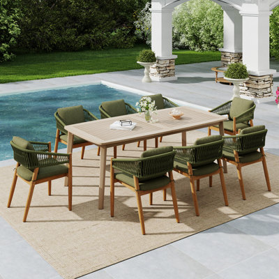 8-Person Solid Wood Outdoor Dining Set