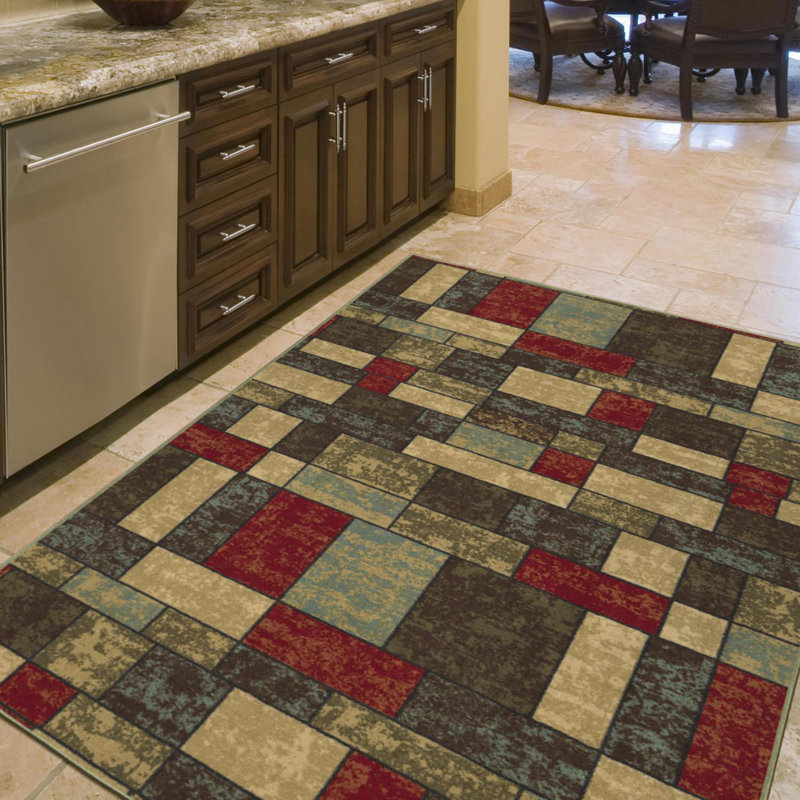 Multicolor Synthetic Non-Slip 5' x 6'6" Area Rug