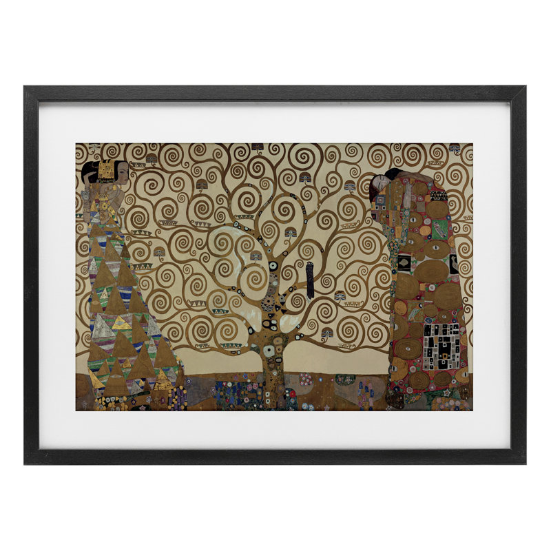 «The Tree of Life Klimt», reproduction sous verre encadrée, conception de Gustav Klimt, H 17 po x l 23 po, Cadre noir minuit