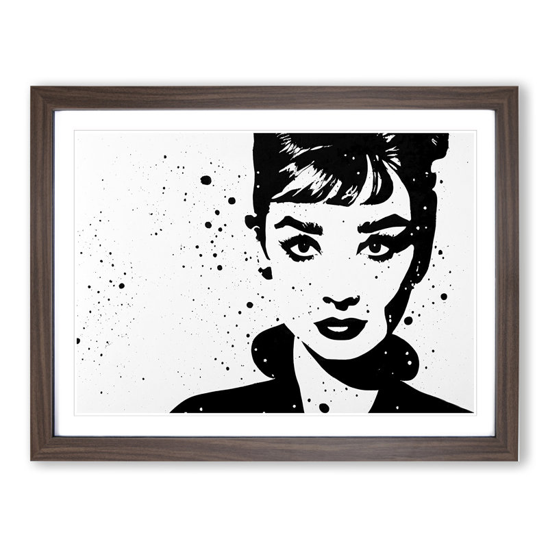 Audrey Hepburn Monochrome Vol.2 - Single Picture Frame Print, 46cm H x 64cm W x 2cm D, Walnut Framed