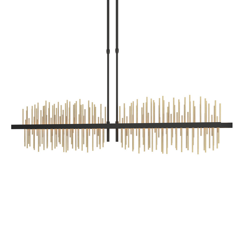 Gossamer 1 - Light Kitchen Island Linear LED Pendant, Modern Brass, Black