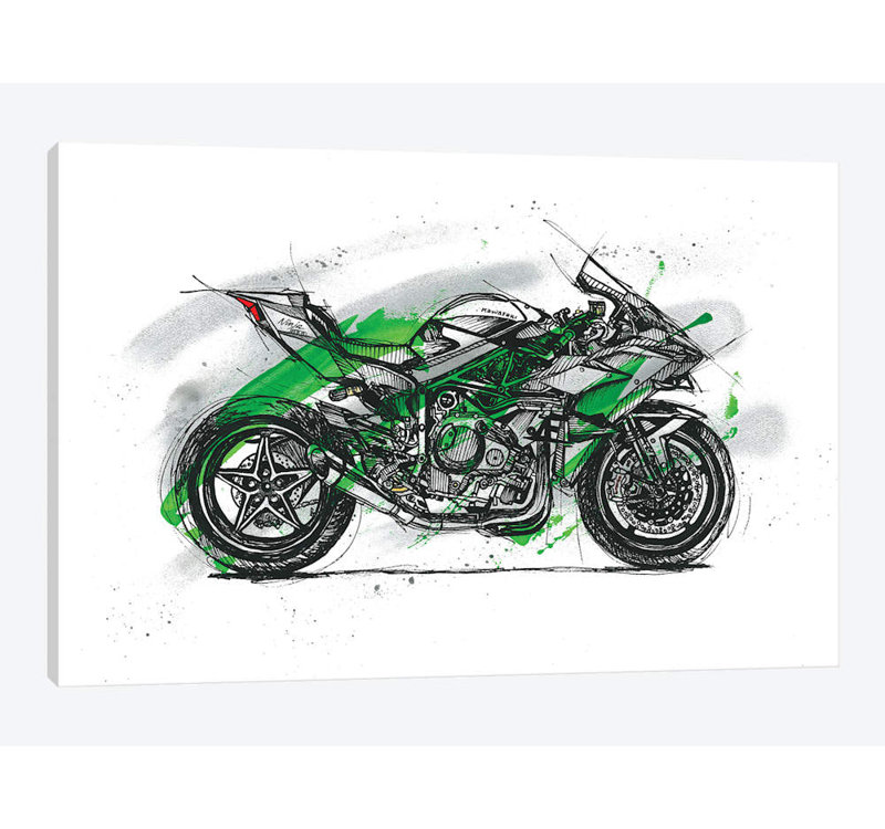 " Ninja H2R " by Frank Banda, 12" H x 18" W x 1.5" D, No Mat, Wrapped Canvas