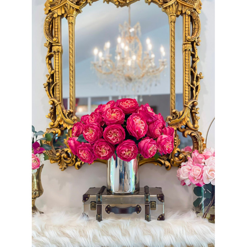 Large Austin Roses Real Touch Faux Flower Arrangement