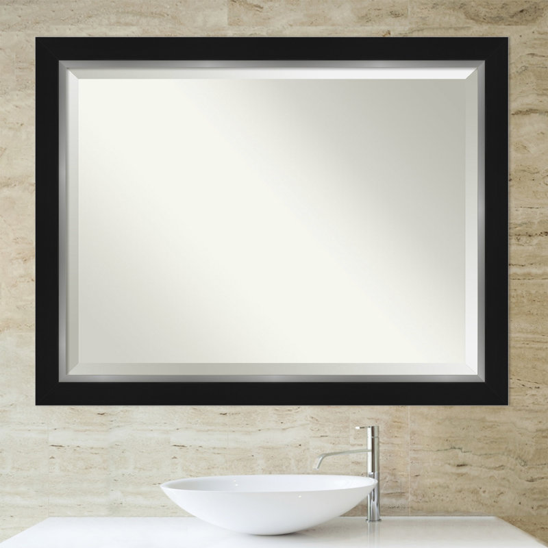 Quade Mirror, 35" x 45", Satin Black/Silver