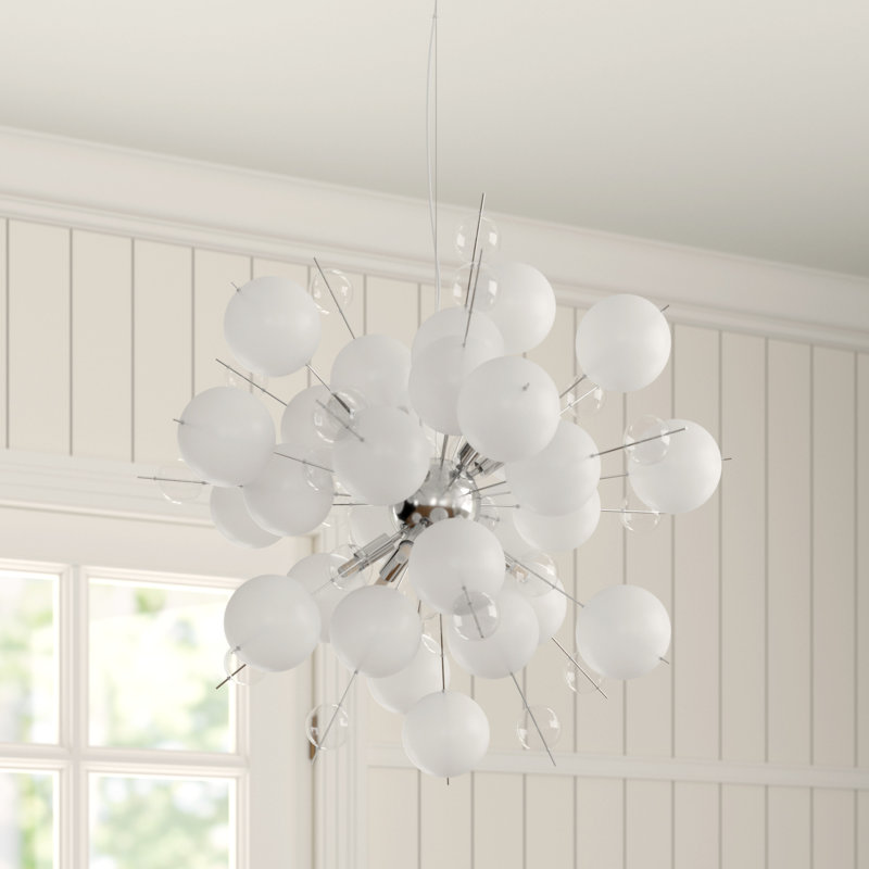 Marquise 10-Light Chandelier, White/Clear
