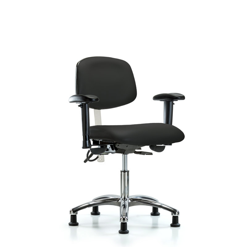 Neve Vinyl Task Chair, Black, Glides, Included