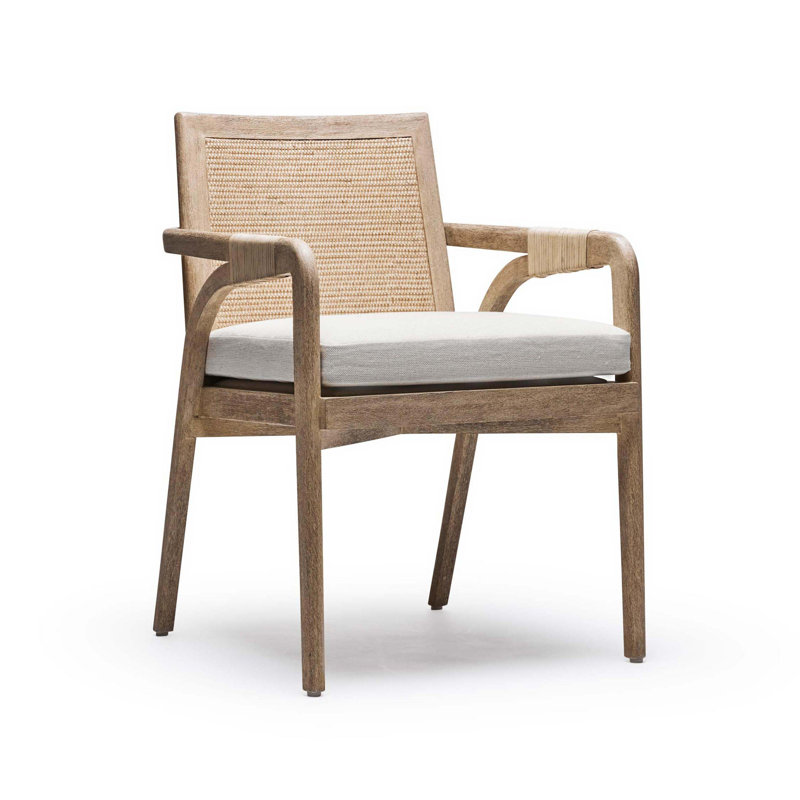 Delray Leather Arm Chair, White Ceruse