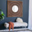 Miroir carré 40 "x 40" à motif plissé avec cadre en fer doré, couleur neutre pour mur de salon -1309223001-1309223833-1309223835