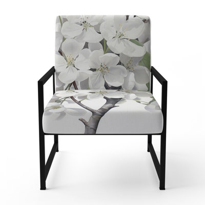 Apple Blossom Monochromatic Elegance XXIV - Upholstered Cottage Arm Chair, Apple Blossom Accent Chair