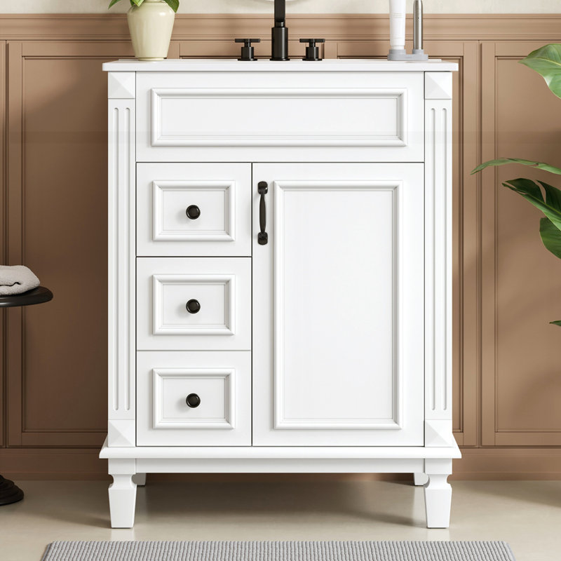 Meuble-lavabo 24 po avec lavabo en céramique, Blanc