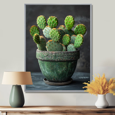 Cactus vert en pot maison de campagne - décoration murale cactus floral