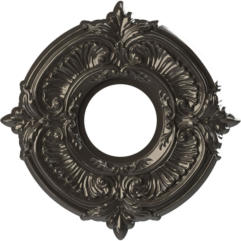 Attica Thermoformed PVC Ceiling Medallion, Metallic Charcoal, 13" H x 13" W x 0.75" D
