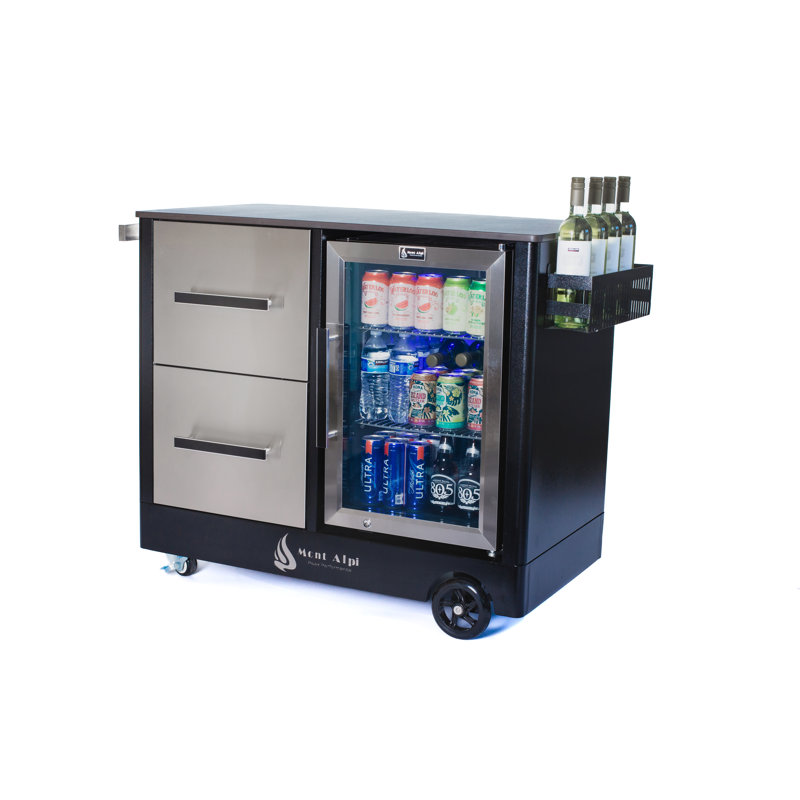 Stainless Steel Outdoor Bar Cart with Wine Rack and Storage
