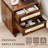 2-Drawers Rattan Nightstand with Charging Station & Led Light-2077181998