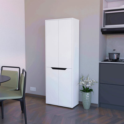 Garde-manger multi-rangement avec 5 tablettes et 4 portes, blanc / noir