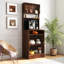Buffet de cuisine avec 2 portes coulissantes en verre - Armoire de rangement de comptoir autoportante pour bouteilles, vin, machine à café, micro-onde Hauteur noyer