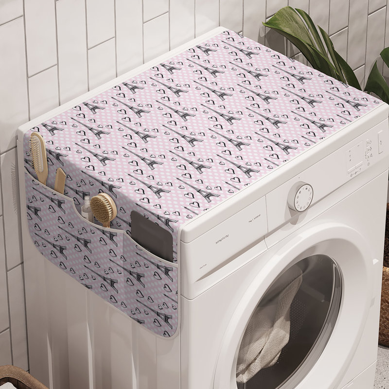 East Urban Home Eiffel - ensemble de 2 machines à laver 47 po x 18,5 po - rose pâle / noir / blanc