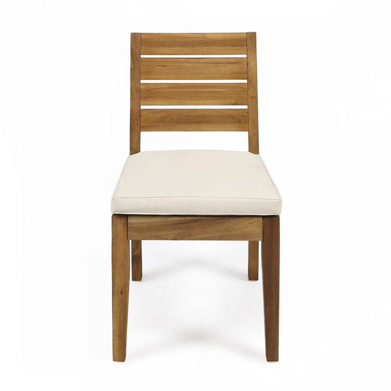 Outdoor Acacia Wood Armless Chairs with Cushions,Dining Chair, Brown