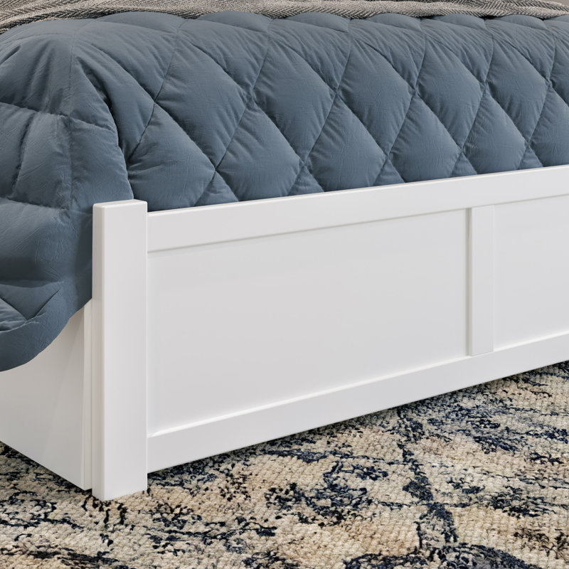 Bhawana Cabin Cottage Solid Wood Herringbone Slanted Storage Platform Bed, Queen