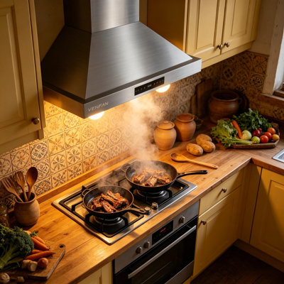 Hotte de cuisine murale en acier inoxydable à 8 vitesses VENFAN 30 po, avec contrôle de geste et arrêt différé
