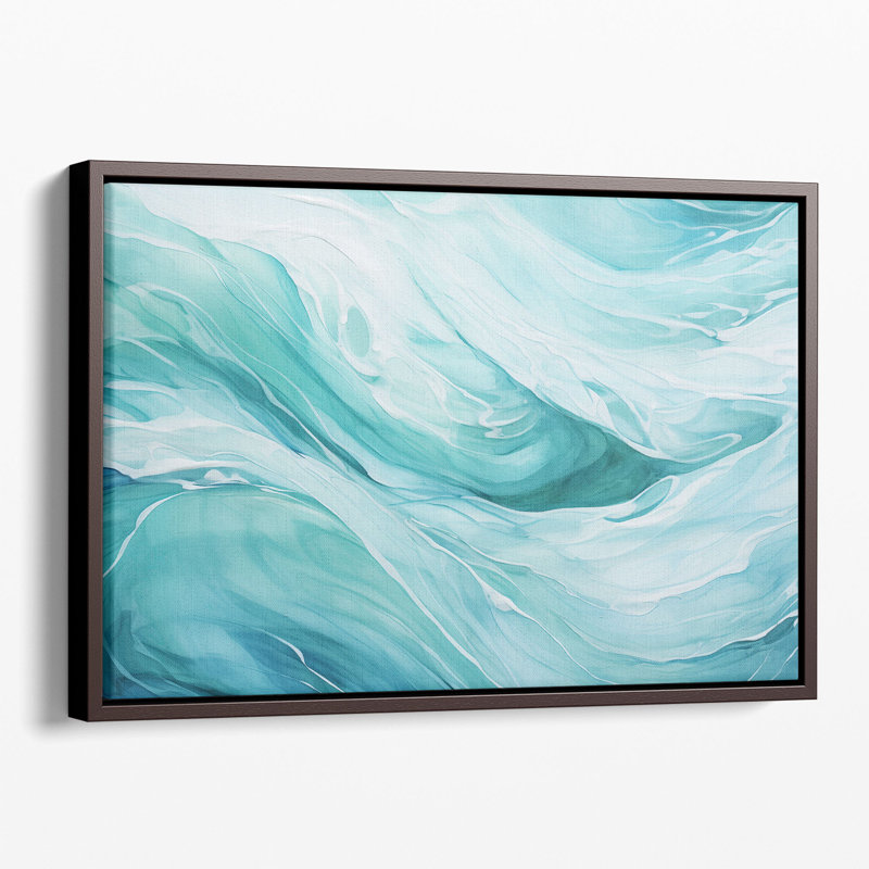 Art mural abstrait turquoise, H 40 po x l 60 po x P 1,25 po, Toile tendue