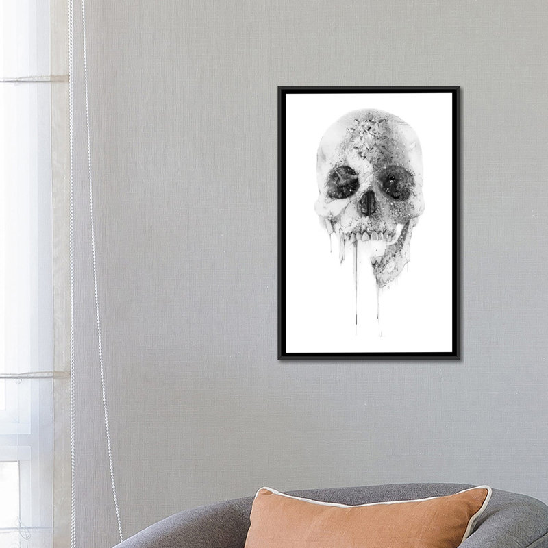 «Crystal Skull», impression sur toile tendue, H 26 po x l 18 po x P 1,5 po, Toile avec cadre noir, Pas de tapis