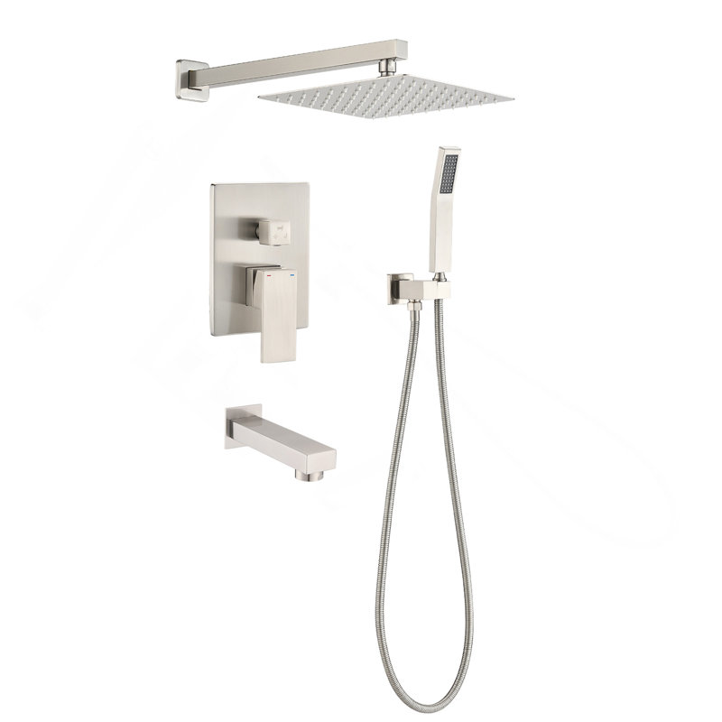 Système de douche en nickel brossé 10 pouces laiton salle de bain ensemble de douche à pluie mixte douche à pluie