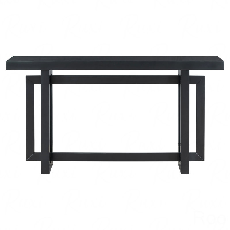 59.1" Painted Entryway Console Table, With Pine Veneer Unique Triple Rectangle Design With Thick Pine Wood Legs, Extra Long Sofa Table Versatile For Hallway, Living Room, Kitchen