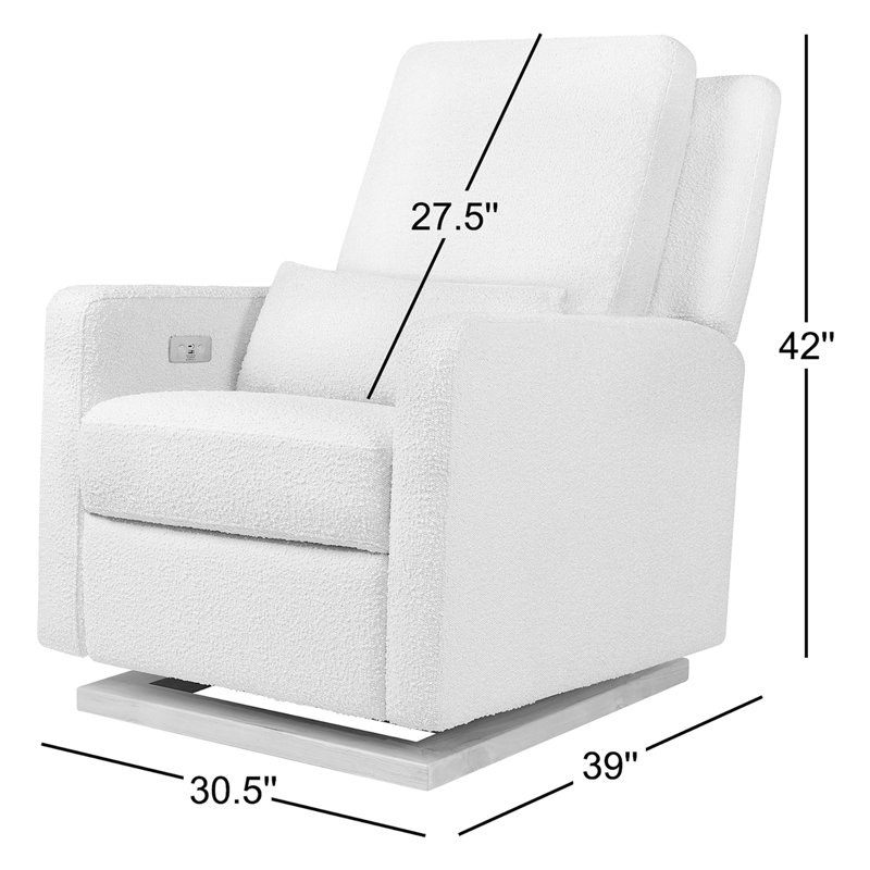 Sigi Electronic Recliner And Glider In Eco-Performance Fabric With USB Port | Water Repellent & Stain Resistant, Ivory Boucle