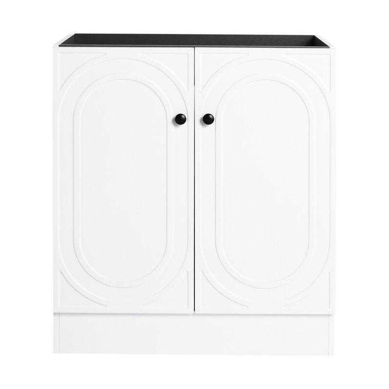 Armoire de salle de bain contemporaine 30 po, contreplaqué, 2 portes à fermeture douce, blanc, meuble-lavabo non inclus avec design moderne, blanc fourni
