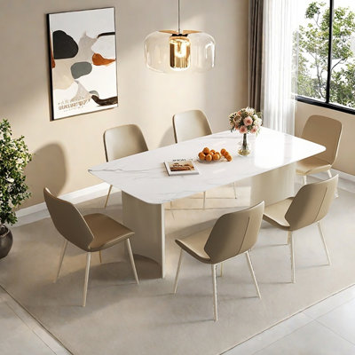 Modern Rectangular Dining Table with Rock Slab