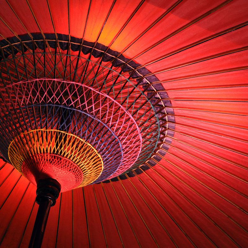 " Red Traditional Japanese Umbrella " by Delpixart, 12" W x 12" H