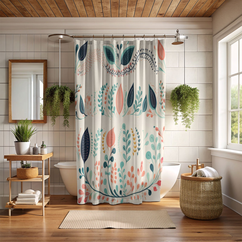 Rideau de douche Delicate Garden - Premium, H 74 po x l 71 po