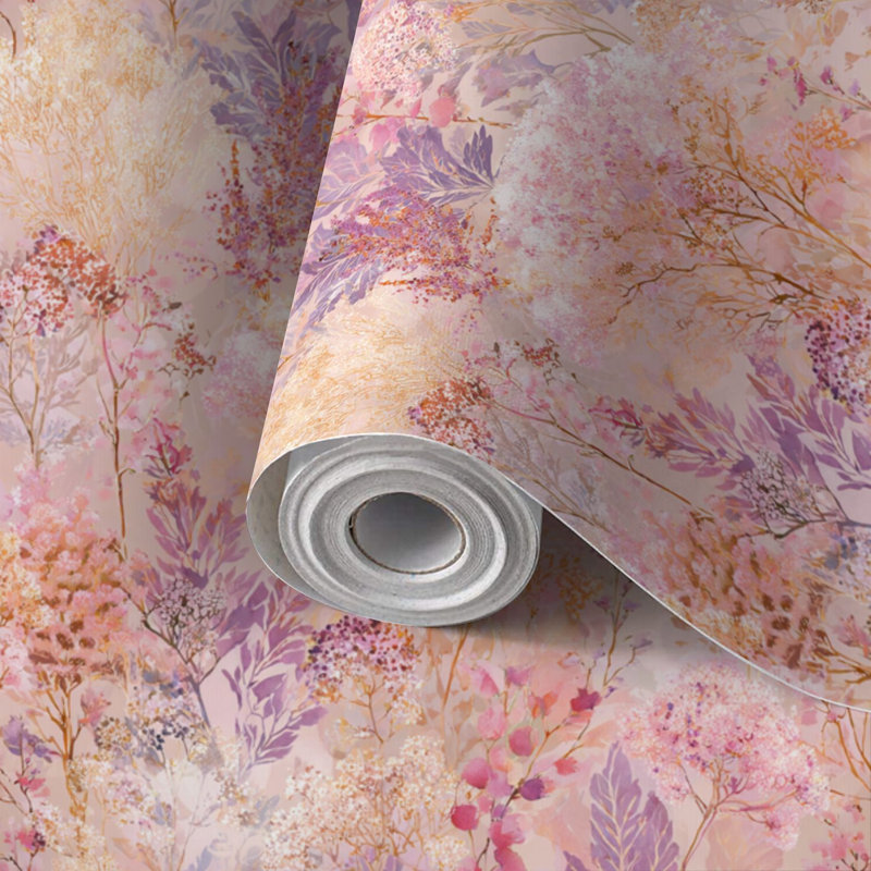 Papier de contact à peler et coller Papier de contact harmonieux à répétition florale subtile et intérieure auto-adhésive et amovible 24 po x 118 po (60 x 300 cm)