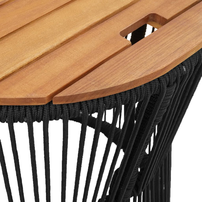 Bay Isle Home™ Patio Side Tables 2 Pcs With Wooden Top Poly Rattan, Black