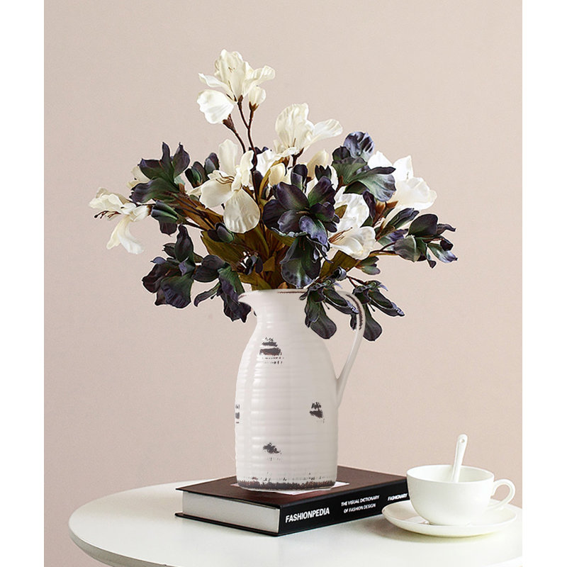 Vase pichet en céramique Farmhouse, Blanc/Noir