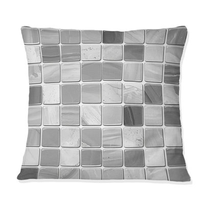 Grey Mosaic Tiles I - Modern Throw Pillow