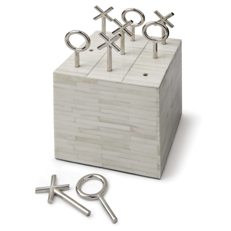 Tic Tac Toe- Tone Bone Block, White