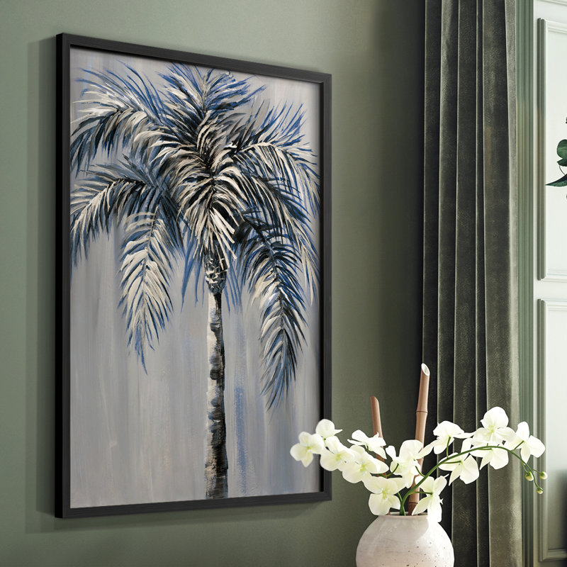 Palm Magic Evening I, reproduction encadrée - bois massif, Noir, H 14 po x l 11 po