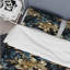 Bleu foncé et doré Techno Damask Realm - Ensemble de housse de couette damassé - Microfibre de polyester-482839570